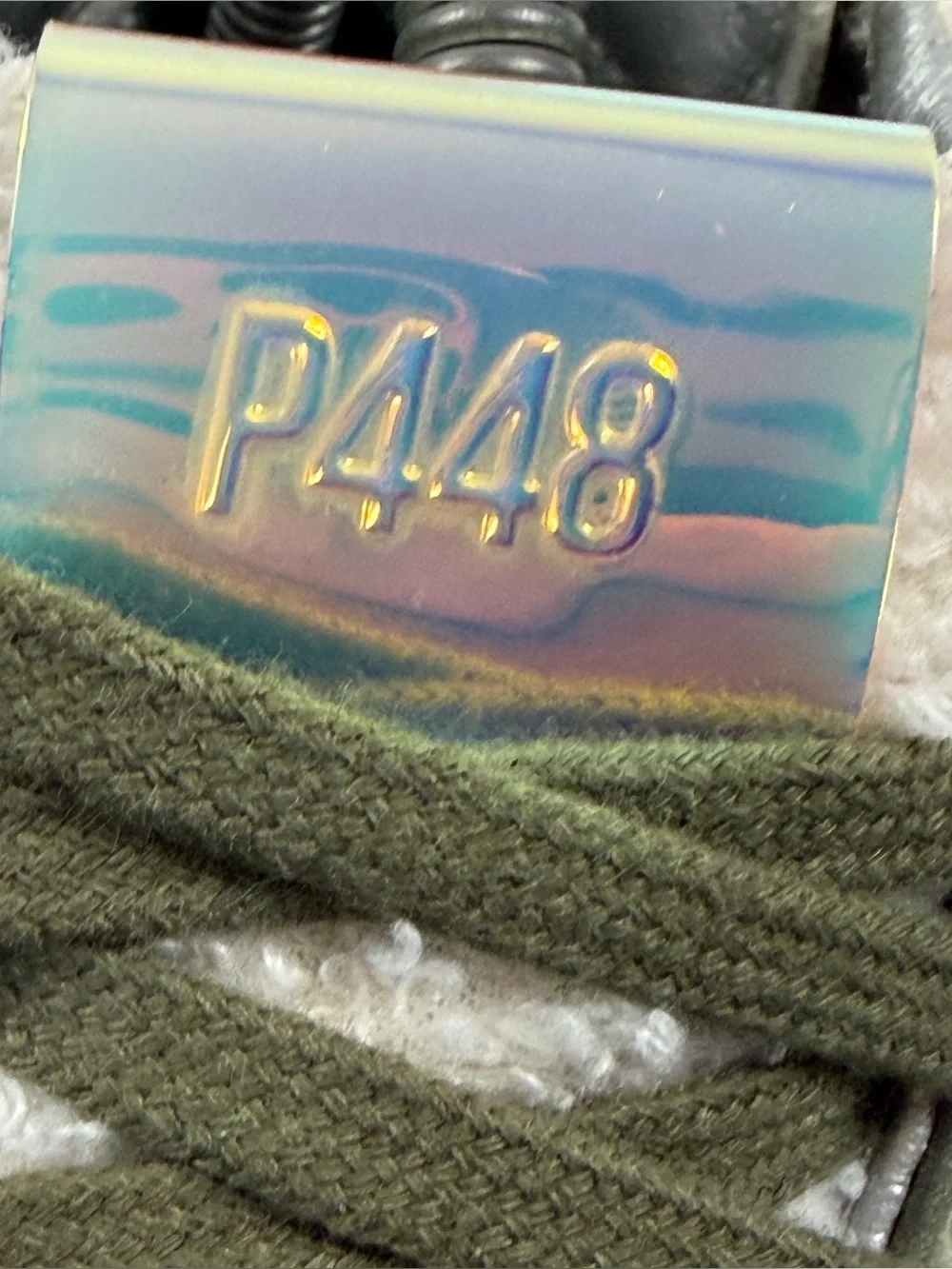 P448 Skate Wad High-Top Sneakers in Olive and Cream Sherpa